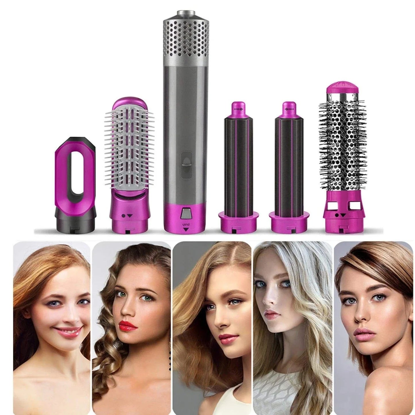 5 In 1 Multifunctional Airwrap Hair Styling Tool by Urban Wings - Ceramic Hot Air Styler for Instant Curls and Voluminous Waves