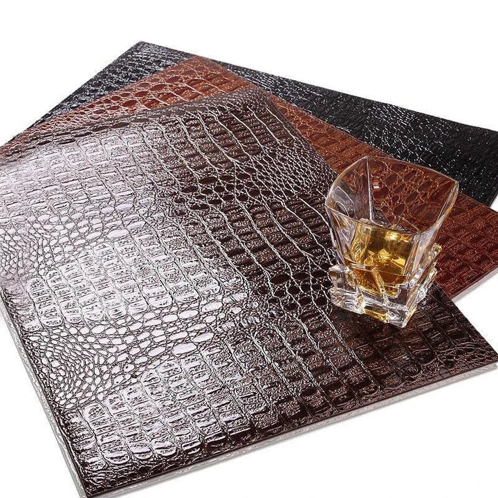 Hhomeenjoy Crocodile Skin Texture Eco-Leather Coaster