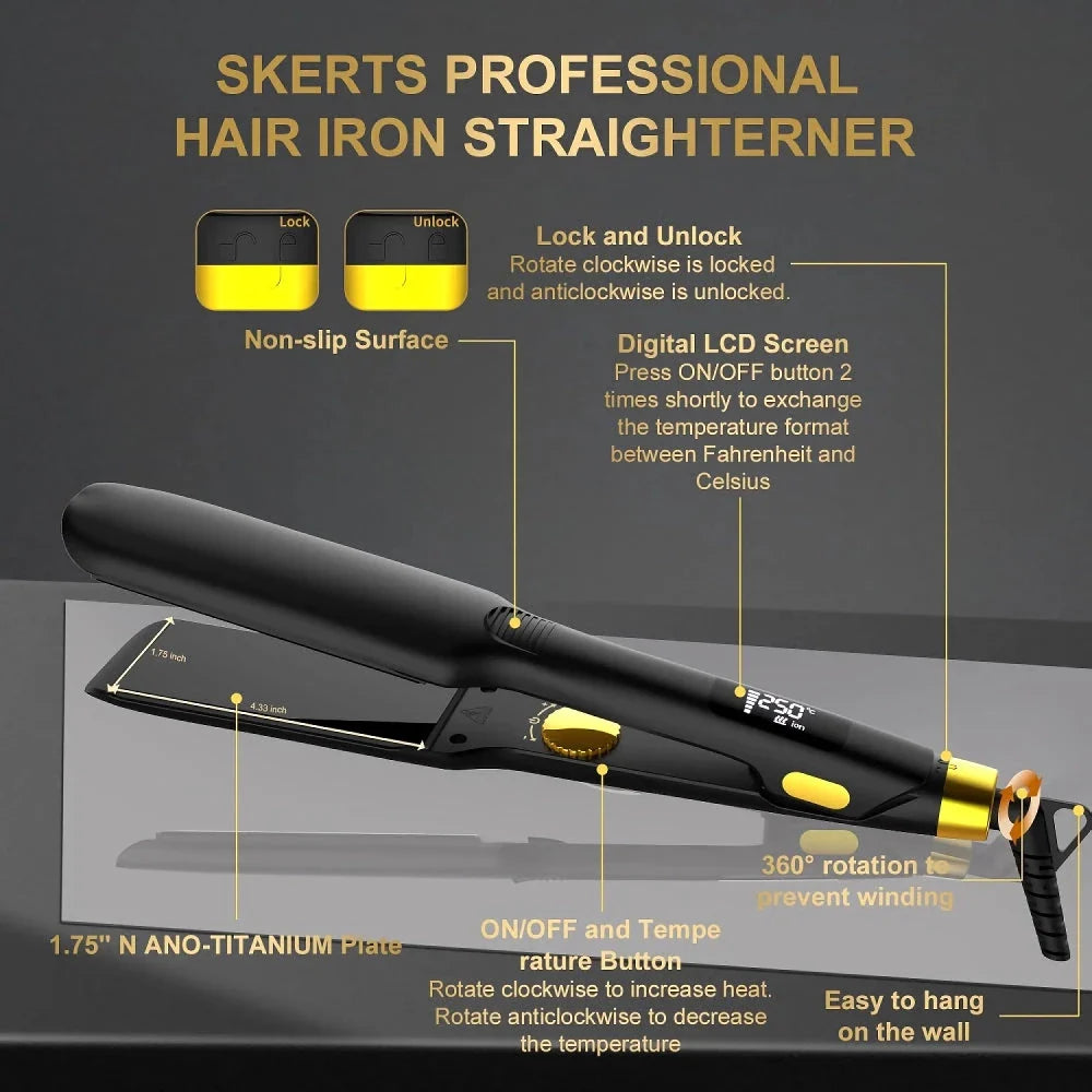 Professional Hair Straightener with adjustable temperature control and ceramic coating for salon-quality hairstyles at home