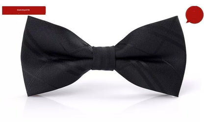 Men's British formal wedding bow tie in light blue stripes, made from durable polyester yarn.