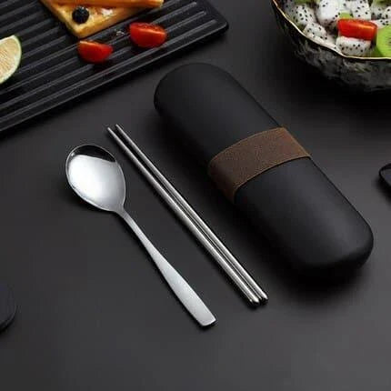 Premium 304 stainless steel cutlery set with sleek storage case for modern kitchen