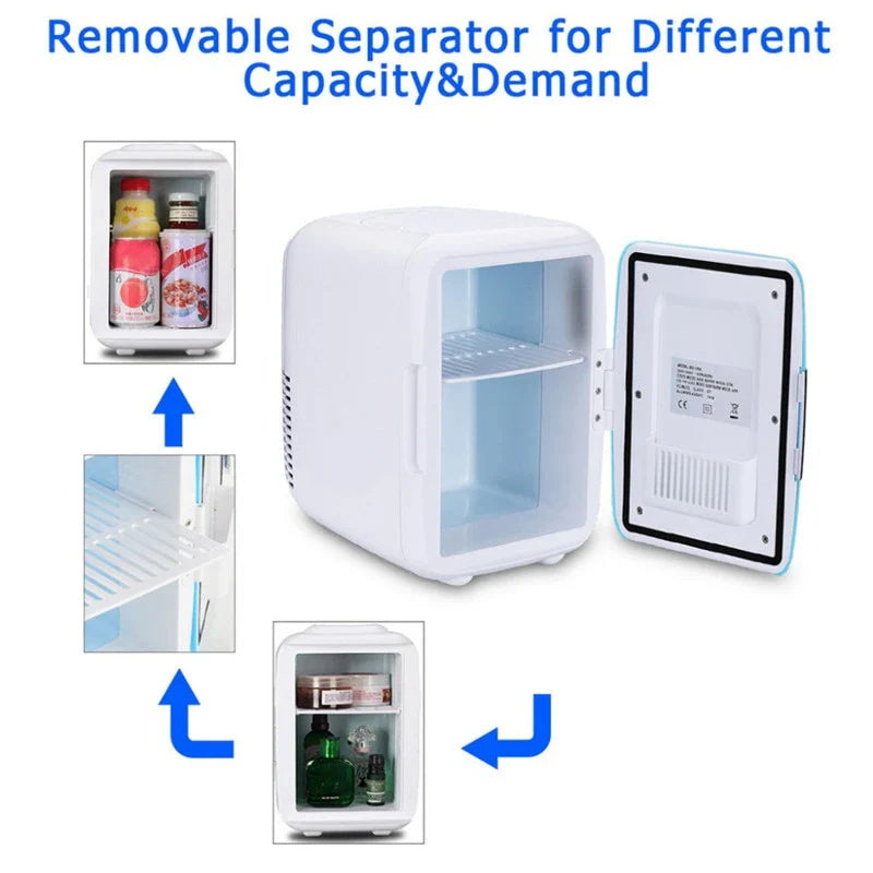 A compact 4L car refrigerator with dual cooling and warming functions, perfect for road trips, camping, and daily use in any vehicle.