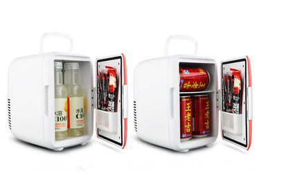 A compact 4L car refrigerator with dual cooling and warming functions, perfect for road trips, camping, and daily use in any vehicle.