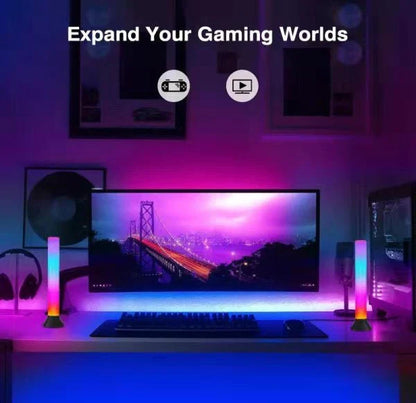 Bluetooth-enabled RGB music atmosphere light with adjustable height and dynamic color-changing effects