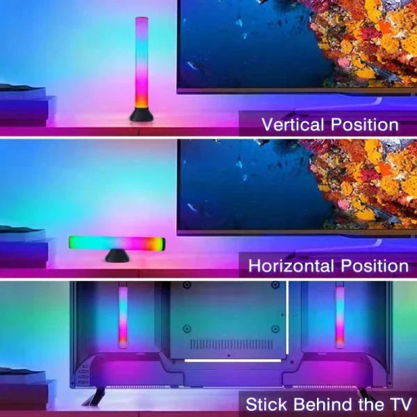Bluetooth-enabled RGB music atmosphere light with adjustable height and dynamic color-changing effects