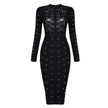 Elegant mesh long sleeve dress in a flattering and sophisticated design