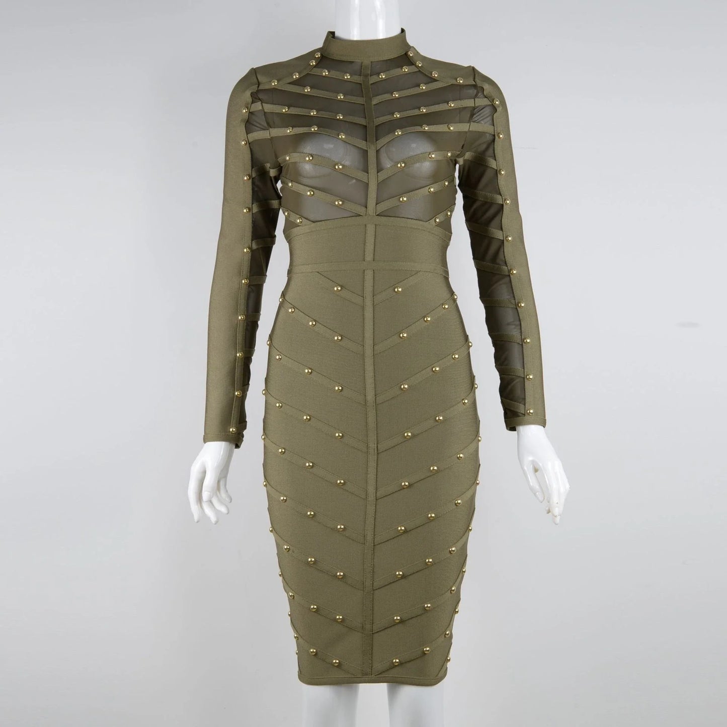 Elegant mesh long sleeve dress in a flattering and sophisticated design