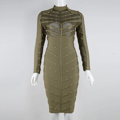Elegant mesh long sleeve dress in a flattering and sophisticated design