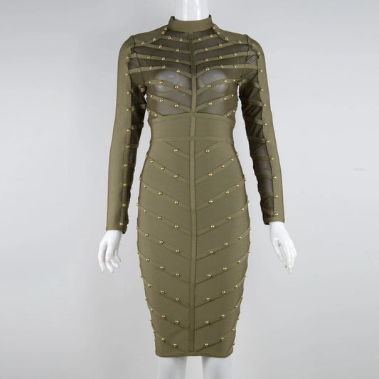 Elegant mesh long sleeve dress in a flattering and sophisticated design