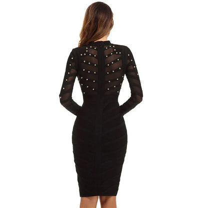 Elegant mesh long sleeve dress in a flattering and sophisticated design