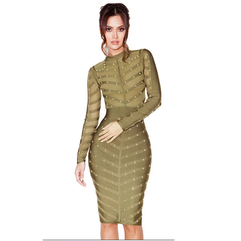 Elegant mesh long sleeve dress in a flattering and sophisticated design