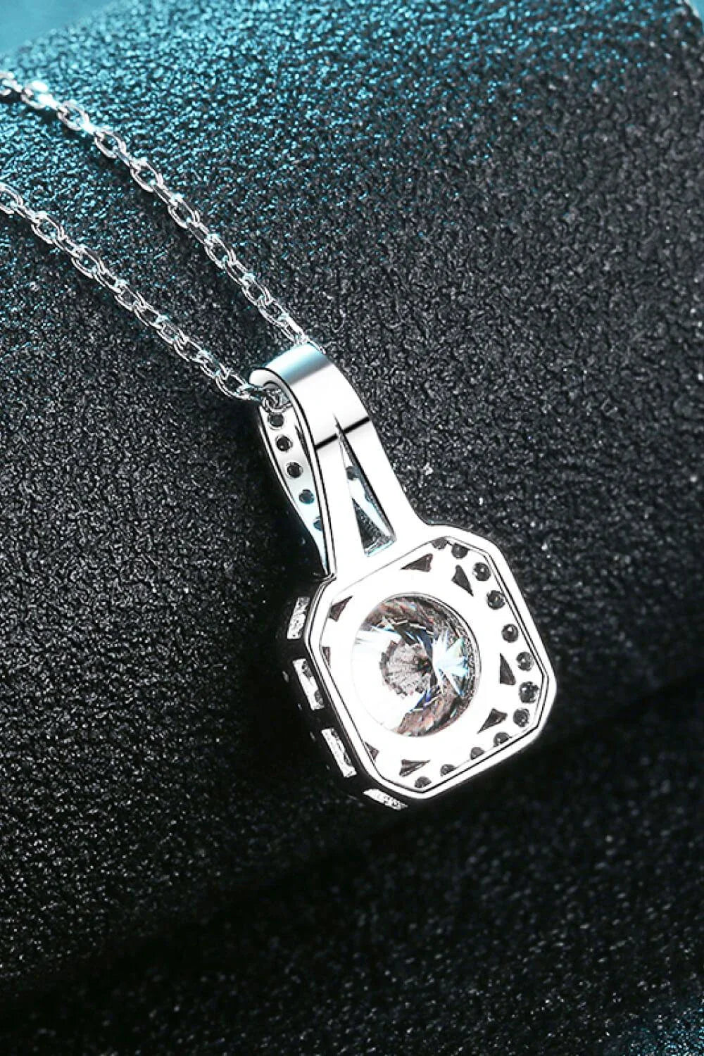 Stunning 1 Carat Moissanite Necklace in 925 Sterling Silver with Zircon Accents