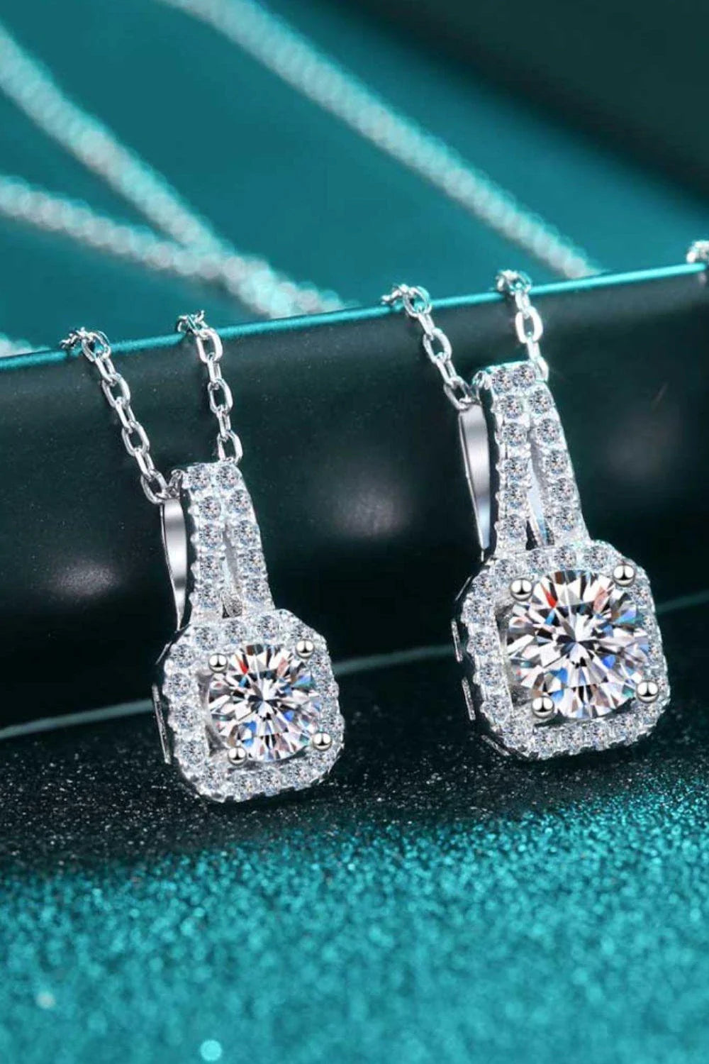 Stunning 1 Carat Moissanite Necklace in 925 Sterling Silver with Zircon Accents