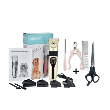 Premium Pet Grooming Tool with Adjustable Blade, Attachment Guides, and Rechargeable Battery