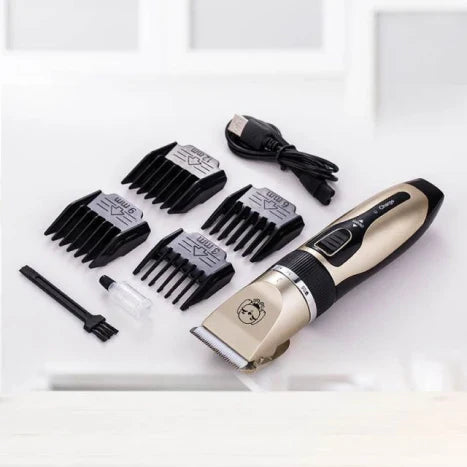 Premium Pet Grooming Tool with Adjustable Blade, Attachment Guides, and Rechargeable Battery