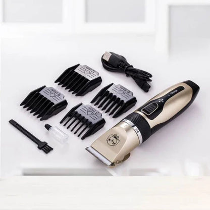 Premium Pet Grooming Tool with Adjustable Blade, Attachment Guides, and Rechargeable Battery