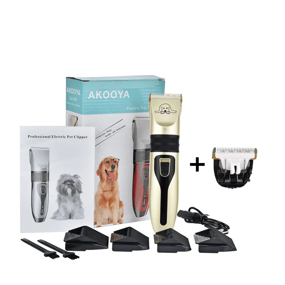 Premium Pet Grooming Tool with Adjustable Blade, Attachment Guides, and Rechargeable Battery