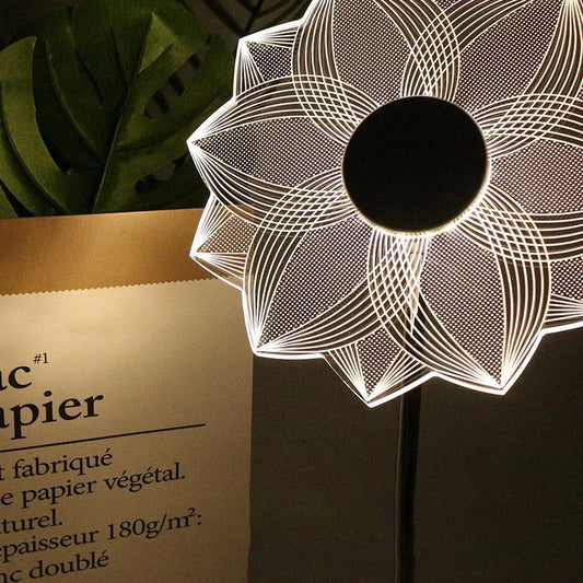Modern LED Decorative Flower Table Lamp with a silver body and unique flower design