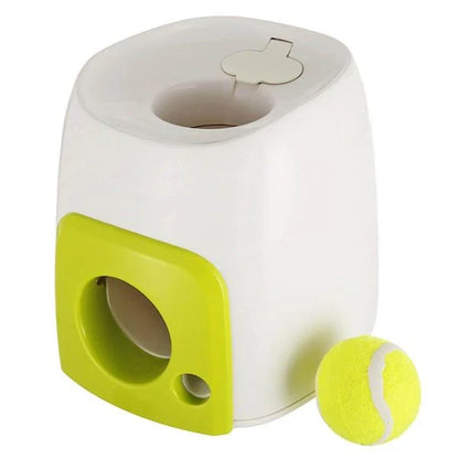 Automatic Dog Toy Ball Launcher with adjustable range and included tennis balls for interactive playtime