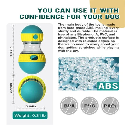 Interactive dog feeding toy with slow-feed tumbler and IQ-enhancing ball track