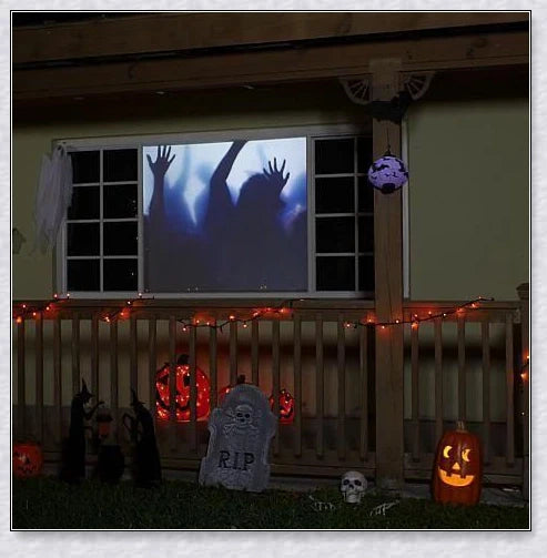 Halloween Holographic Projection - A versatile device that transforms your home into a spooky, immersive Halloween display with 12 pre-loaded holiday movies and built-in audio.