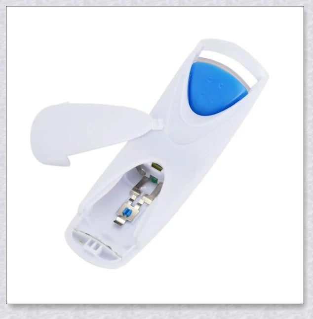 Heated Electric Eyelash Curler with three color options - blue, yellow, and pink. Compact and portable design for effortless lash curling on the go.