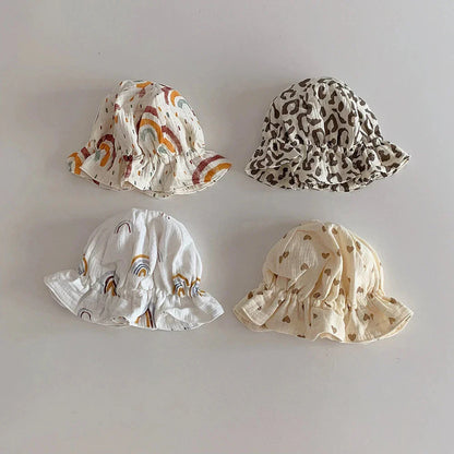 Comfortable and stylish Korean baby bucket hat with adjustable strap and sun protection