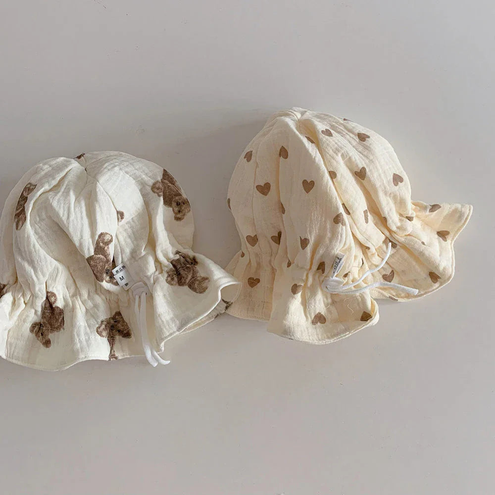 Comfortable and stylish Korean baby bucket hat with adjustable strap and sun protection