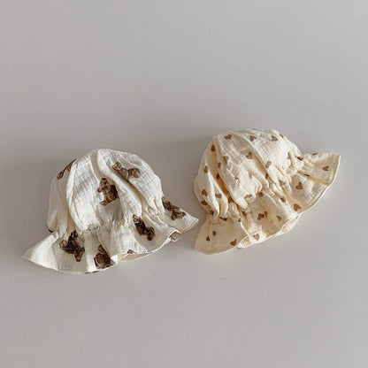 Comfortable and stylish Korean baby bucket hat with adjustable strap and sun protection