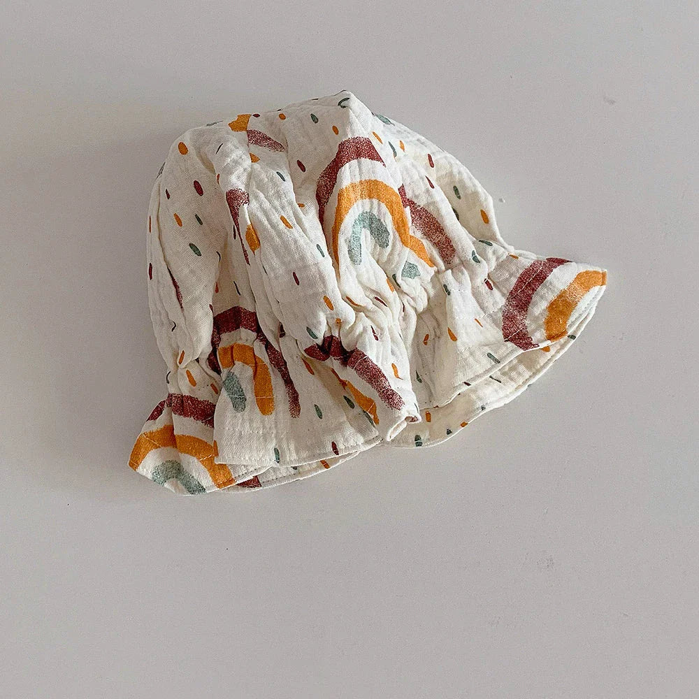 Comfortable and stylish Korean baby bucket hat with adjustable strap and sun protection