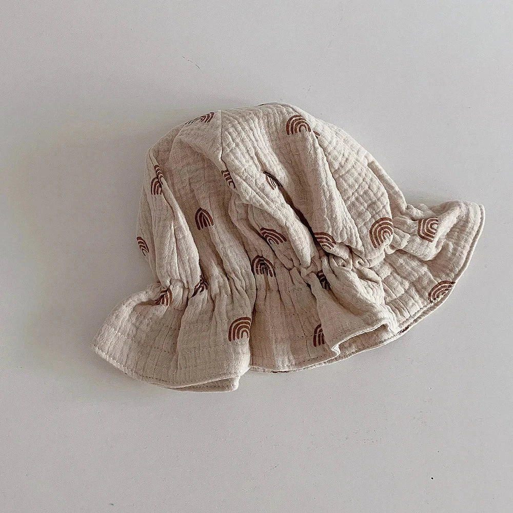 Comfortable and stylish Korean baby bucket hat with adjustable strap and sun protection