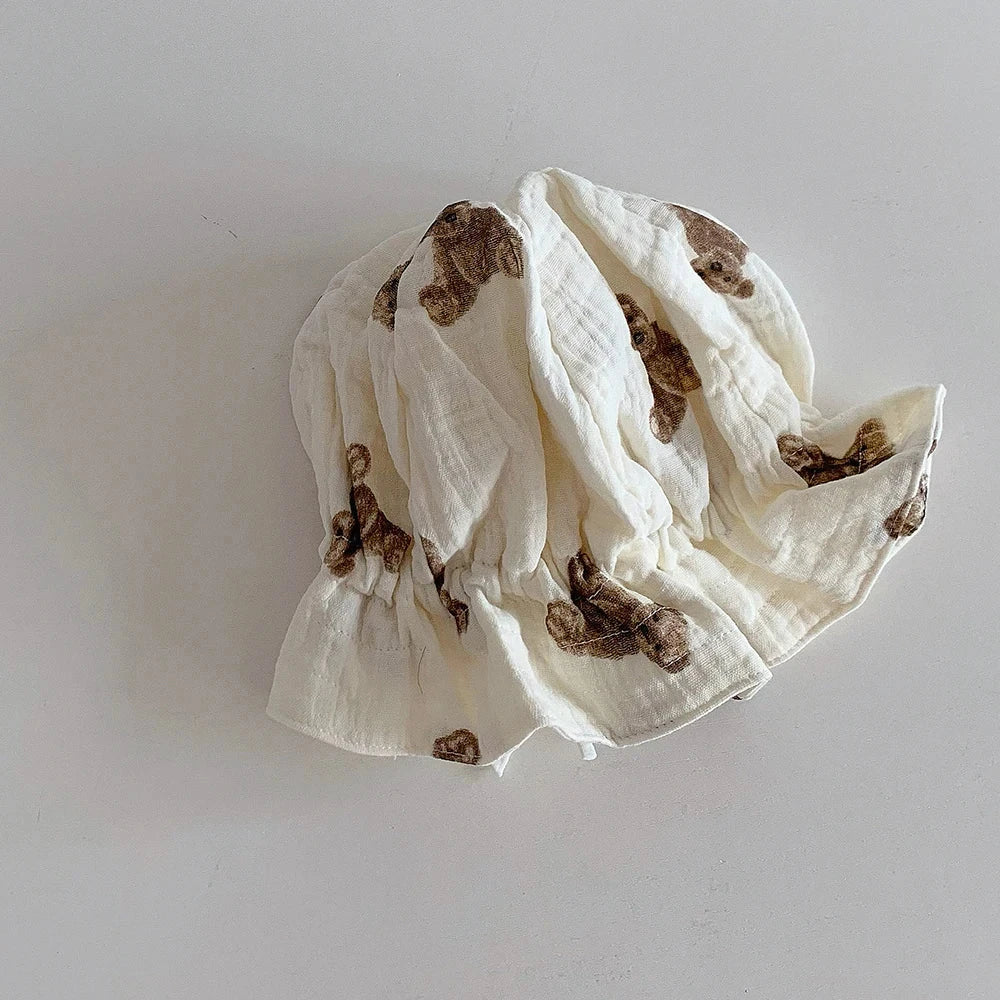 Comfortable and stylish Korean baby bucket hat with adjustable strap and sun protection