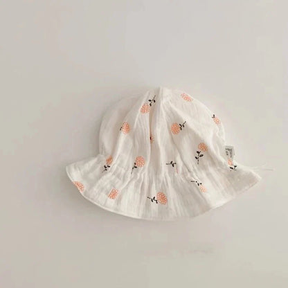 Comfortable and stylish Korean baby bucket hat with adjustable strap and sun protection
