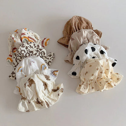 Comfortable and stylish Korean baby bucket hat with adjustable strap and sun protection