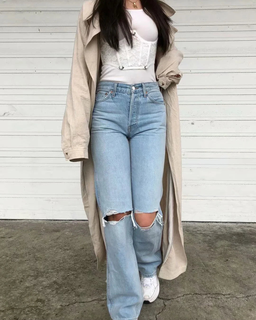 Premium cotton denim jeans with double-knee design and rolled edge detail for enhanced durability and modern style