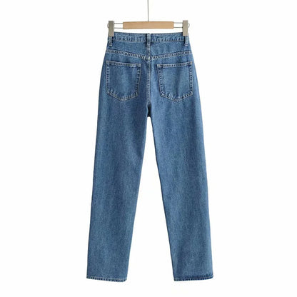 Premium cotton denim jeans with double-knee design and rolled edge detail for enhanced durability and modern style