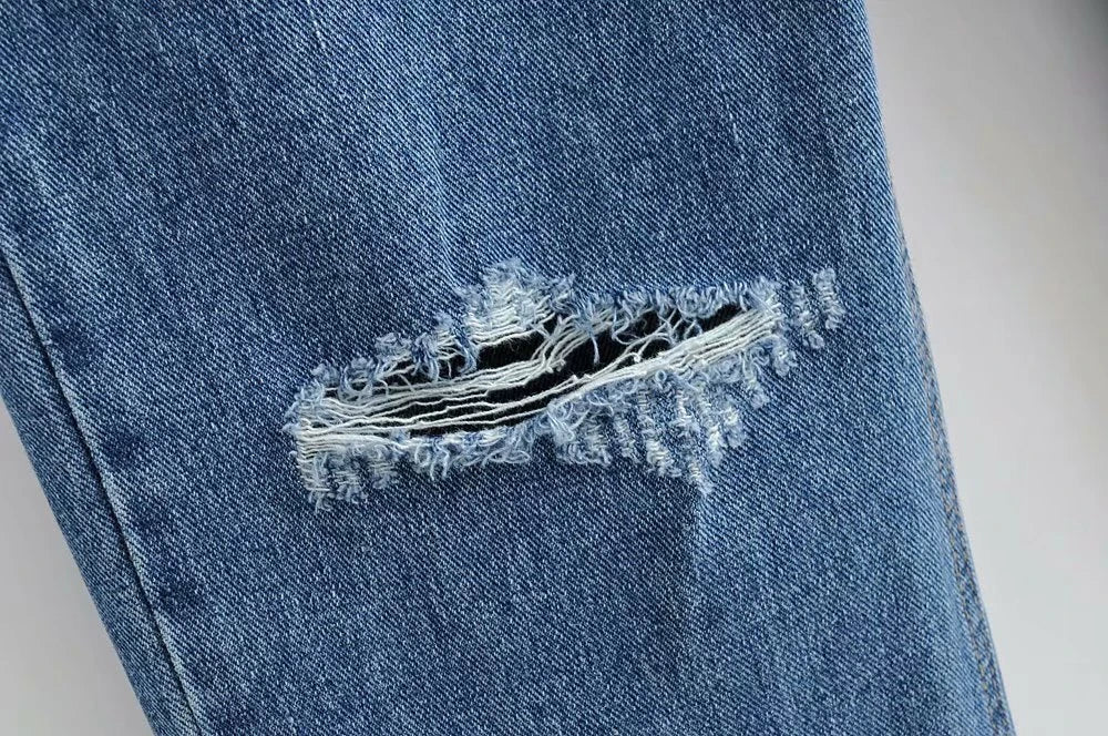 Premium cotton denim jeans with double-knee design and rolled edge detail for enhanced durability and modern style