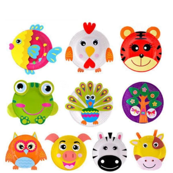 Colorful and engaging paper plate craft kit with variety of adorable animal designs for kids
