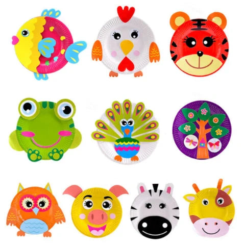 Colorful and engaging paper plate craft kit with variety of adorable animal designs for kids