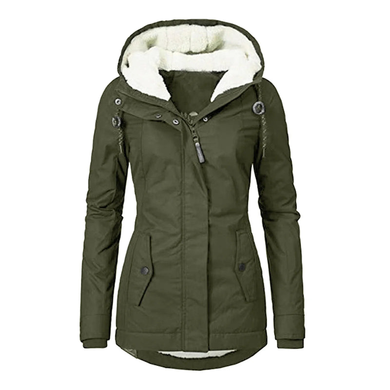 Hhomeenjoy Hot Style Ladies Long-Sleeved Zipper Pocket Padded Coat Jacket