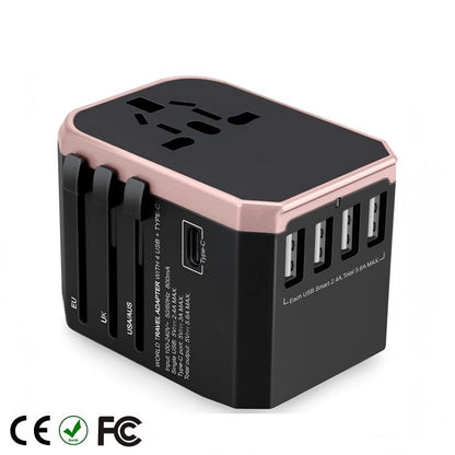 Multi-Country Travel Adapter with 2000W Rating and Compact 54x68x51mm Size