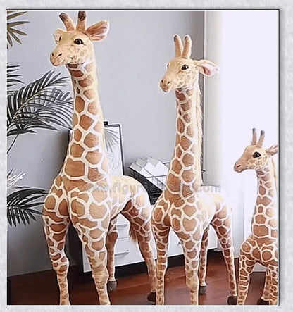 Huge real life giraffe plush toy, soft simulation giraffe doll, cuddly stuffed animal for kids' bedroom decor