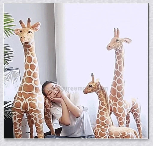 Huge real life giraffe plush toy, soft simulation giraffe doll, cuddly stuffed animal for kids' bedroom decor