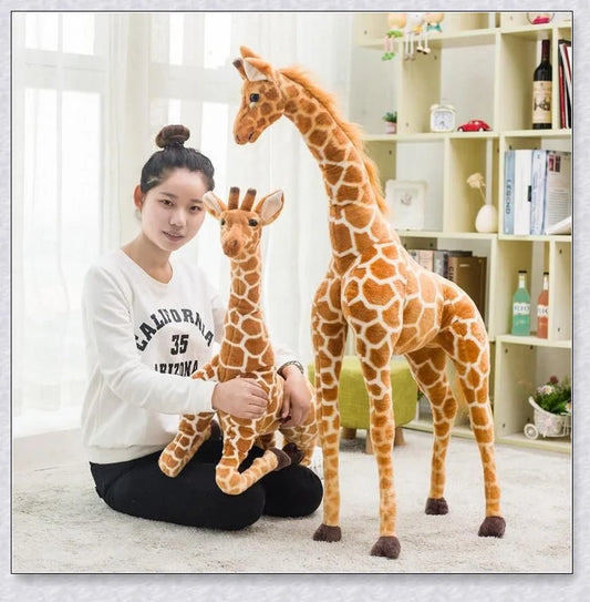 Huge real life giraffe plush toy, soft simulation giraffe doll, cuddly stuffed animal for kids' bedroom decor