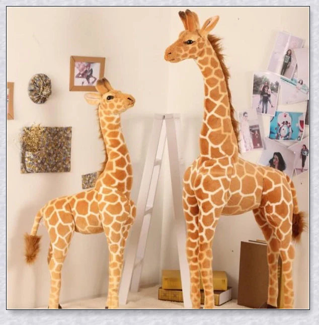 Huge real life giraffe plush toy, soft simulation giraffe doll, cuddly stuffed animal for kids' bedroom decor