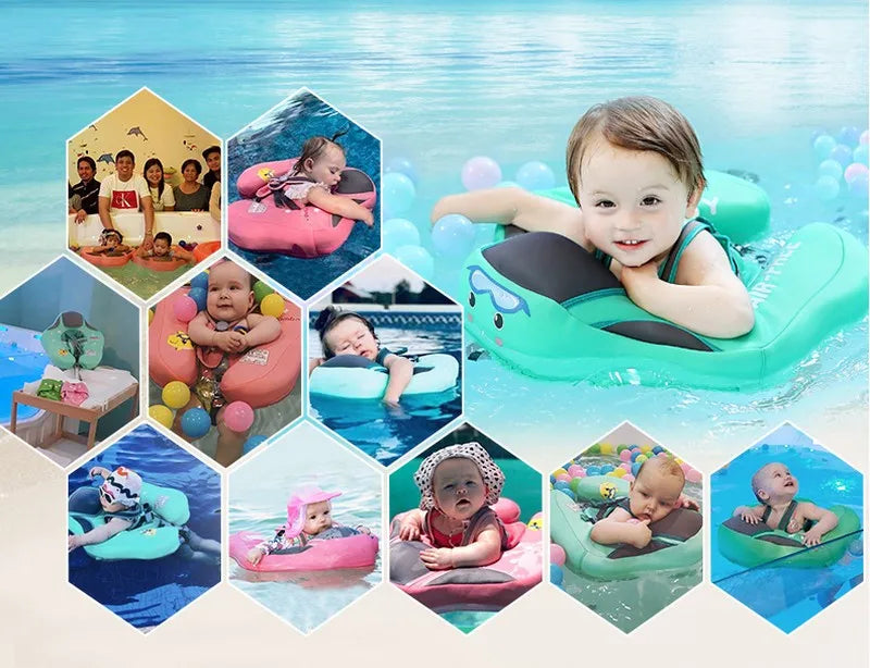 Smart Swim Trainer Baby Airless Float Ring with UV-proof canopy, designed for infant water safety and comfort