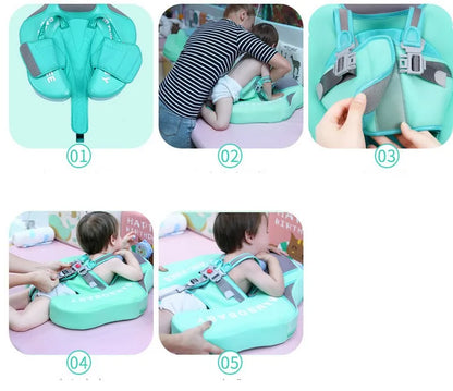 Smart Swim Trainer Baby Airless Float Ring with UV-proof canopy, designed for infant water safety and comfort