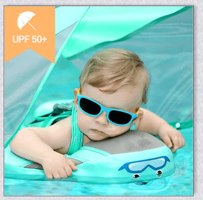 Smart Swim Trainer Baby Airless Float Ring with UV-proof canopy, designed for infant water safety and comfort