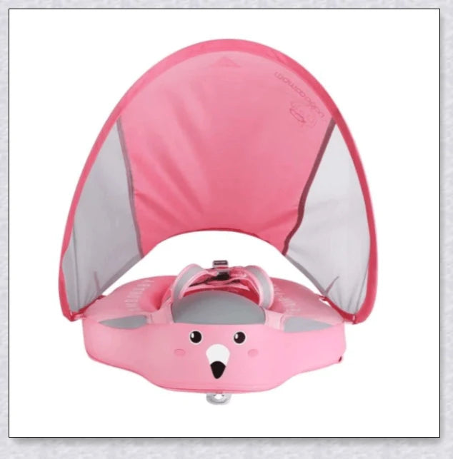 Smart Swim Trainer Baby Airless Float Ring with UV-proof canopy, designed for infant water safety and comfort