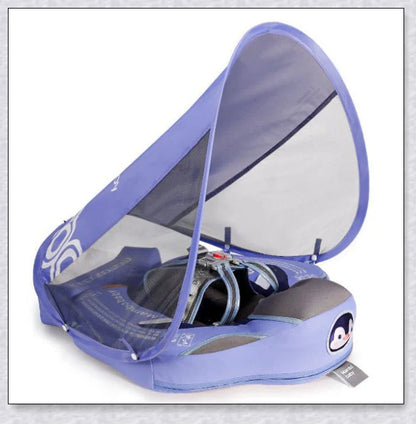 Smart Swim Trainer Baby Airless Float Ring with UV-proof canopy, designed for infant water safety and comfort